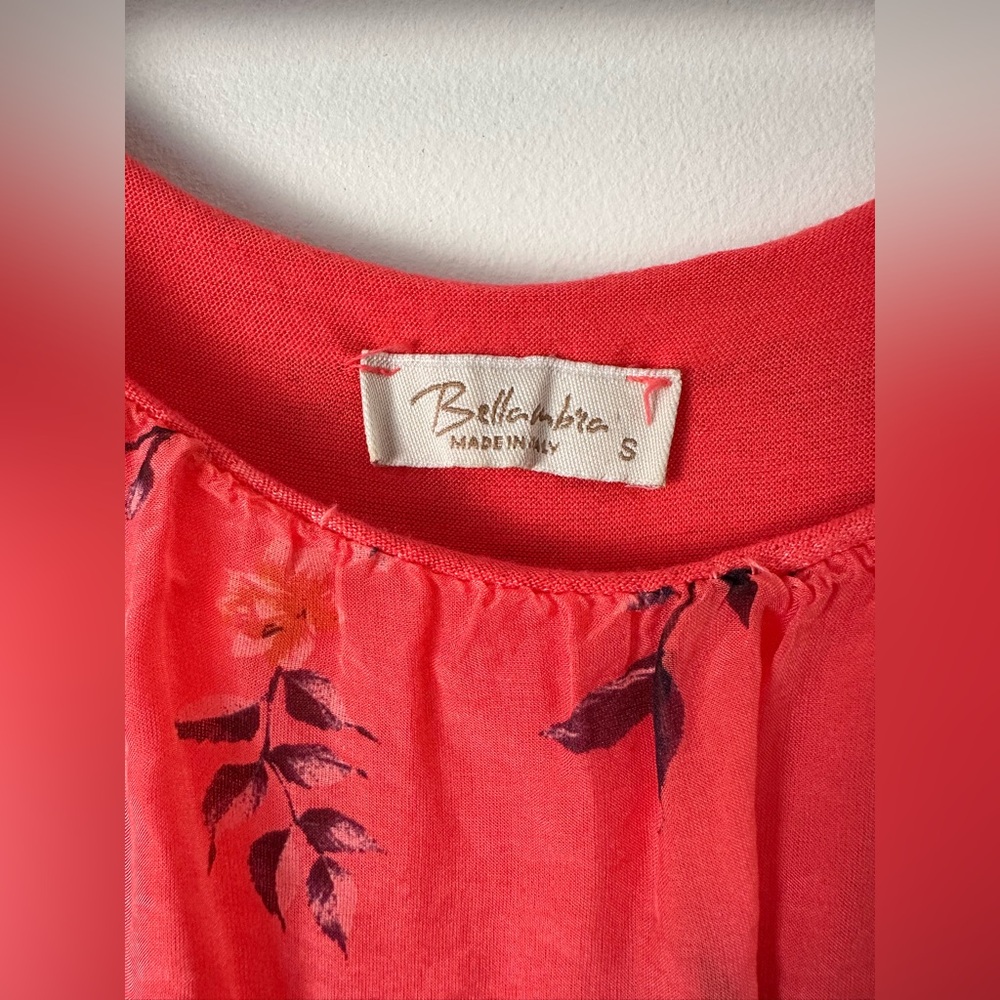 Italy 🇮🇹 Silk Pink Floral Vibrant Orange and Pink Tiered Maxi Sundress S M L - Picture 8 of 11